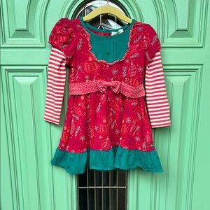 Matilda Jane Girls Size 18-24 Months Pink and Teal Holiday Dress